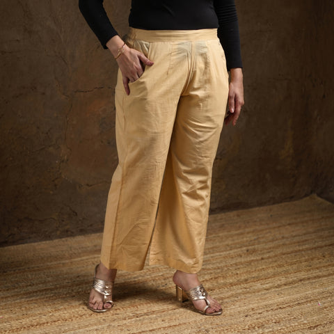 Elastic Waist Cotton Plain Palazzo for Women 18
