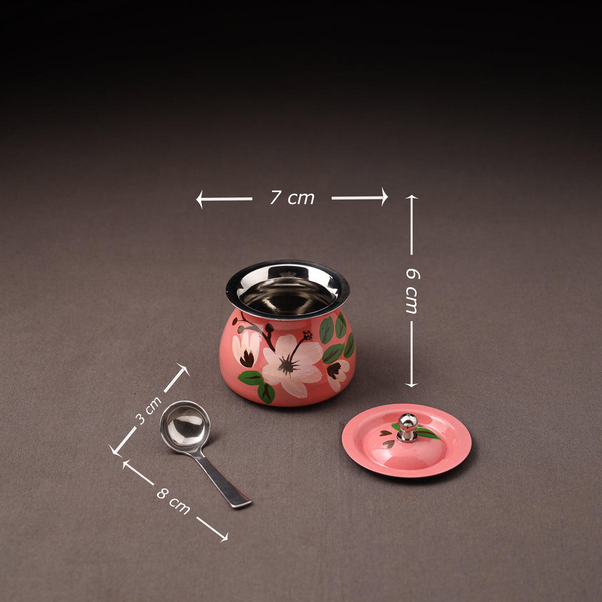 Floral Handpainted Enamelware Stainless Steel Ghee Pot 49
