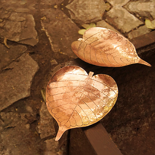 Prayer Copper Leaf Tray (Single Piece)