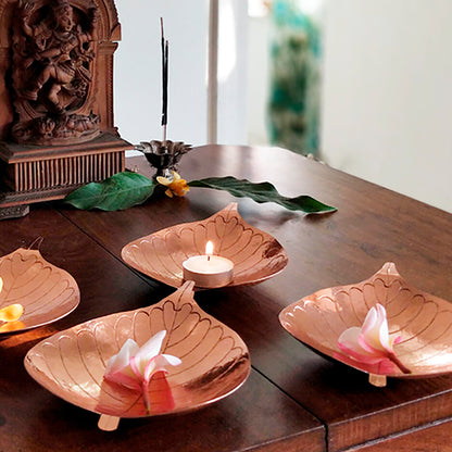 Prayer Copper Leaf Tray (Single Piece)