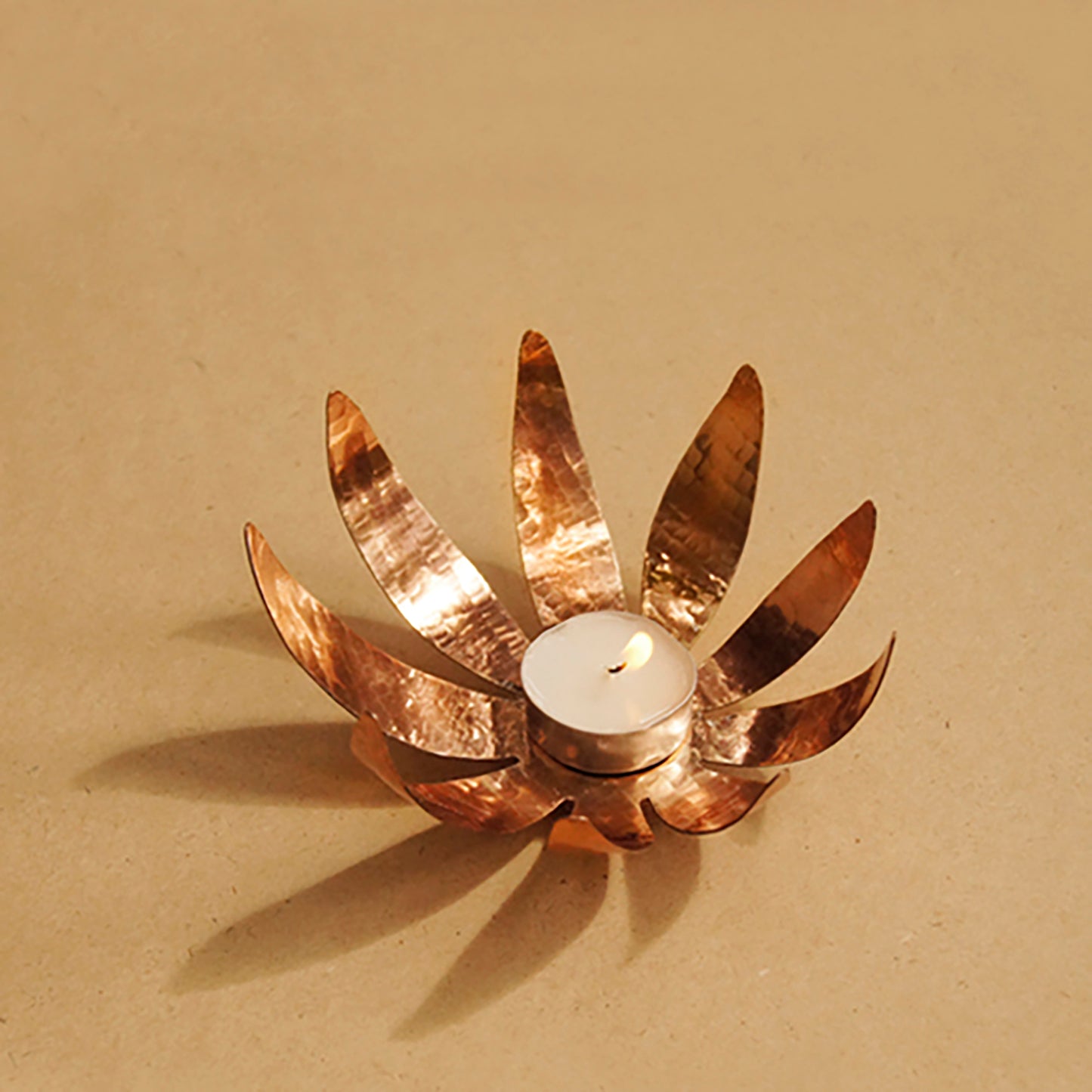 Sunflower Copper Tea Light Holder