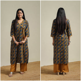 Multicolor - Bagru Hand Block Print Natural Dyed Cotton Straight Kurta for women 02