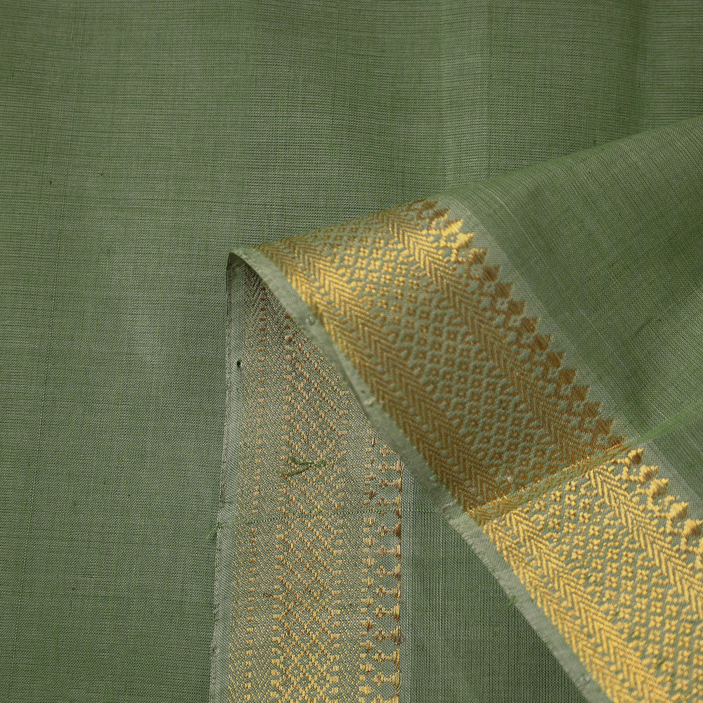 Green - Mangalagiri Handloom Cotton Nizam Zari Border Fabric 01