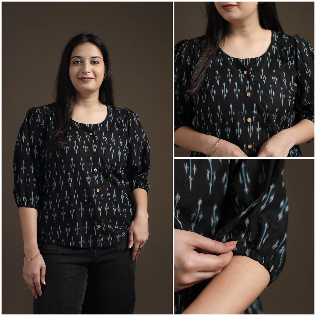 Pochampally Ikat Mercerised Cotton Crop Top for Women 07