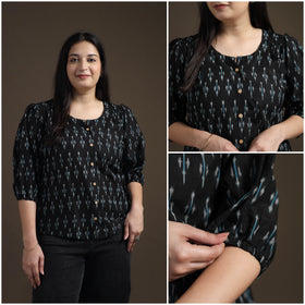 Pochampally Ikat Mercerised Cotton Crop Top for Women 07