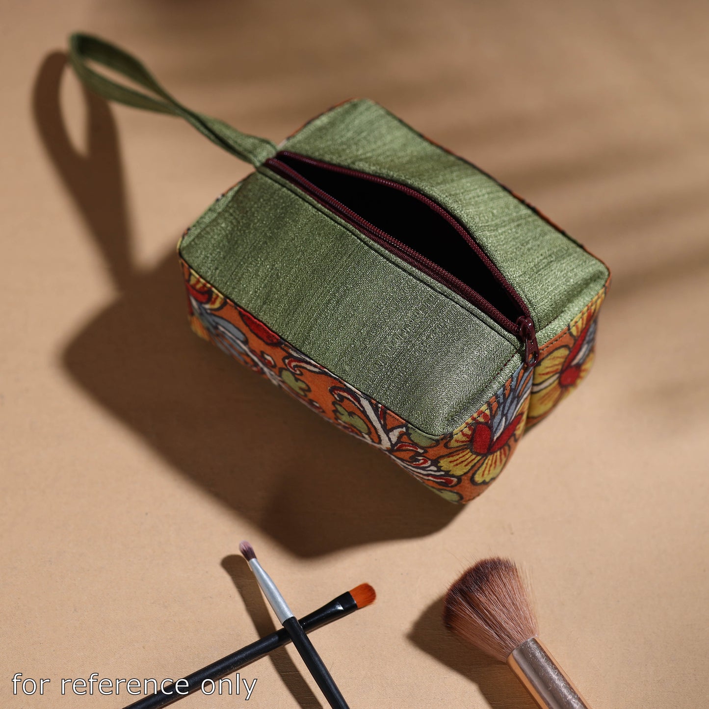 Yellow - Handpainted Kalamkari Multipurpose Cosmetic/Toiletry Bag 09