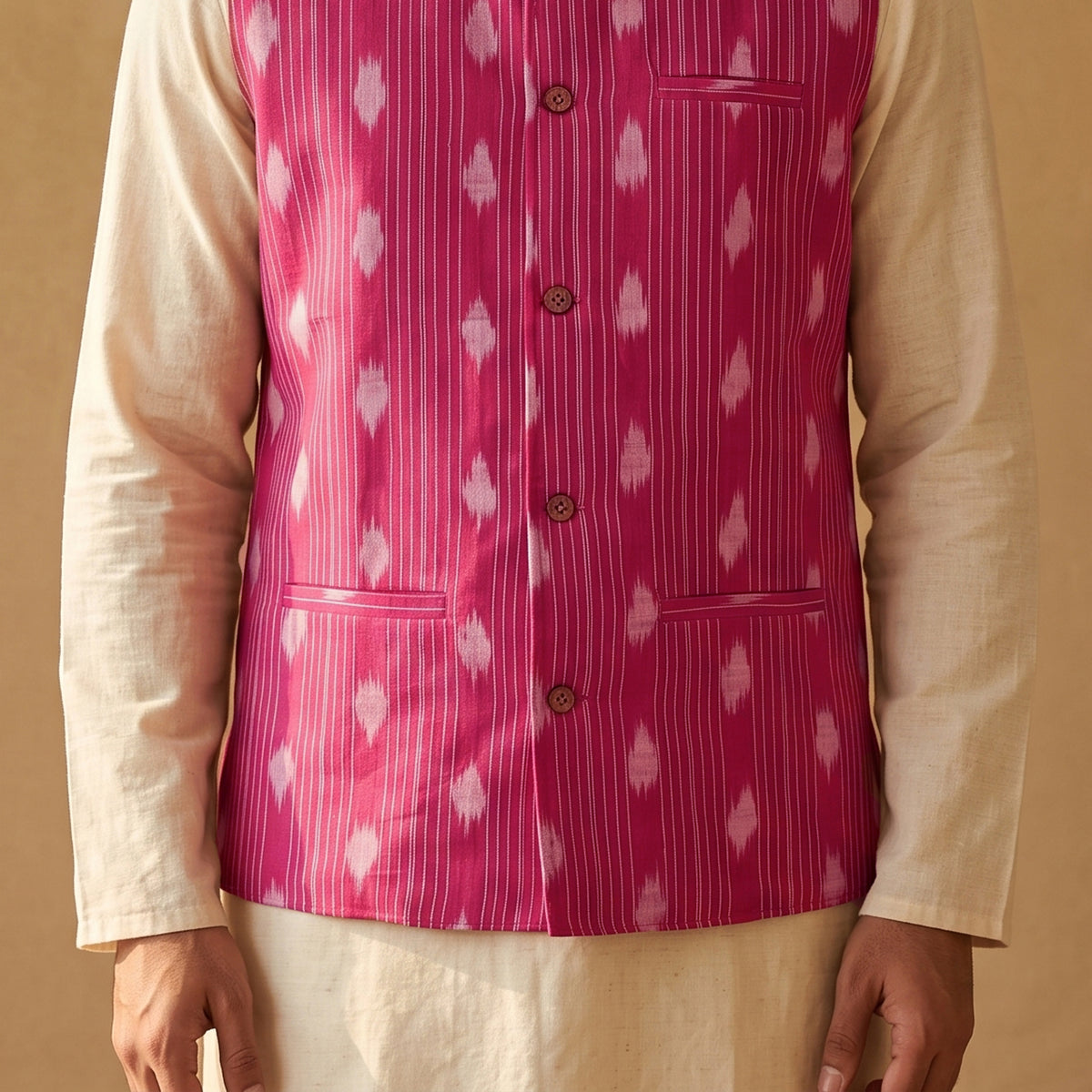 Pochampally Ikat Cotton Men Nehru Jacket 11