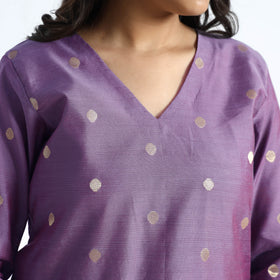 Polka Zari Buti Spun Dupion Silk Kurta