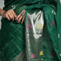 Green - Traditional Venkatagiri Pure Handloom Silk Cotton Zari Weave Saree 01