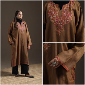 Kashmiri Sozni Hand Embroidered Handwoven Merino Wool Pheran 02