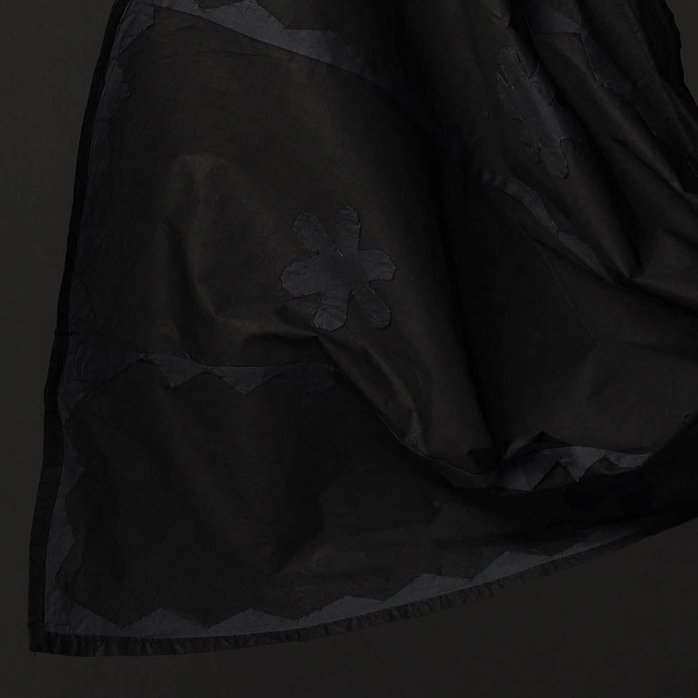 Black - 3pc Barmer Applique Cut Work Cotton Suit Material Set 07