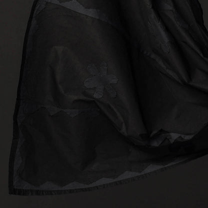 Black - 3pc Barmer Applique Cut Work Cotton Suit Material Set 07