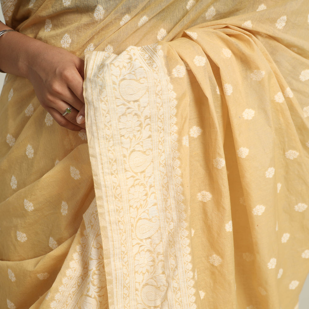 Yellow - Banarasi Silk Cotton Cutwork Buti Saree 57