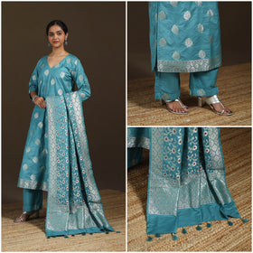 Banarasi Brocade Chiniya Silk Suit Set with Dupatta for Women 03