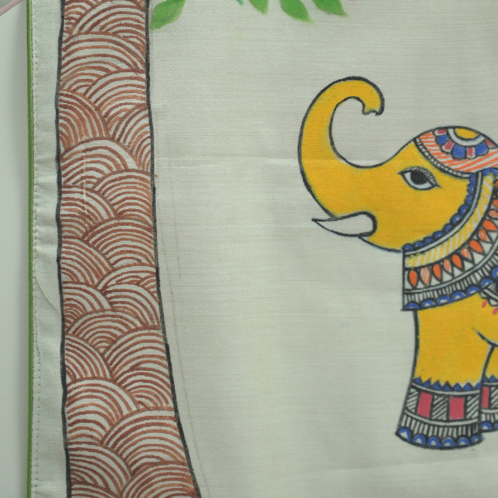 Madhubani Handpainted Chanderi Table Runner