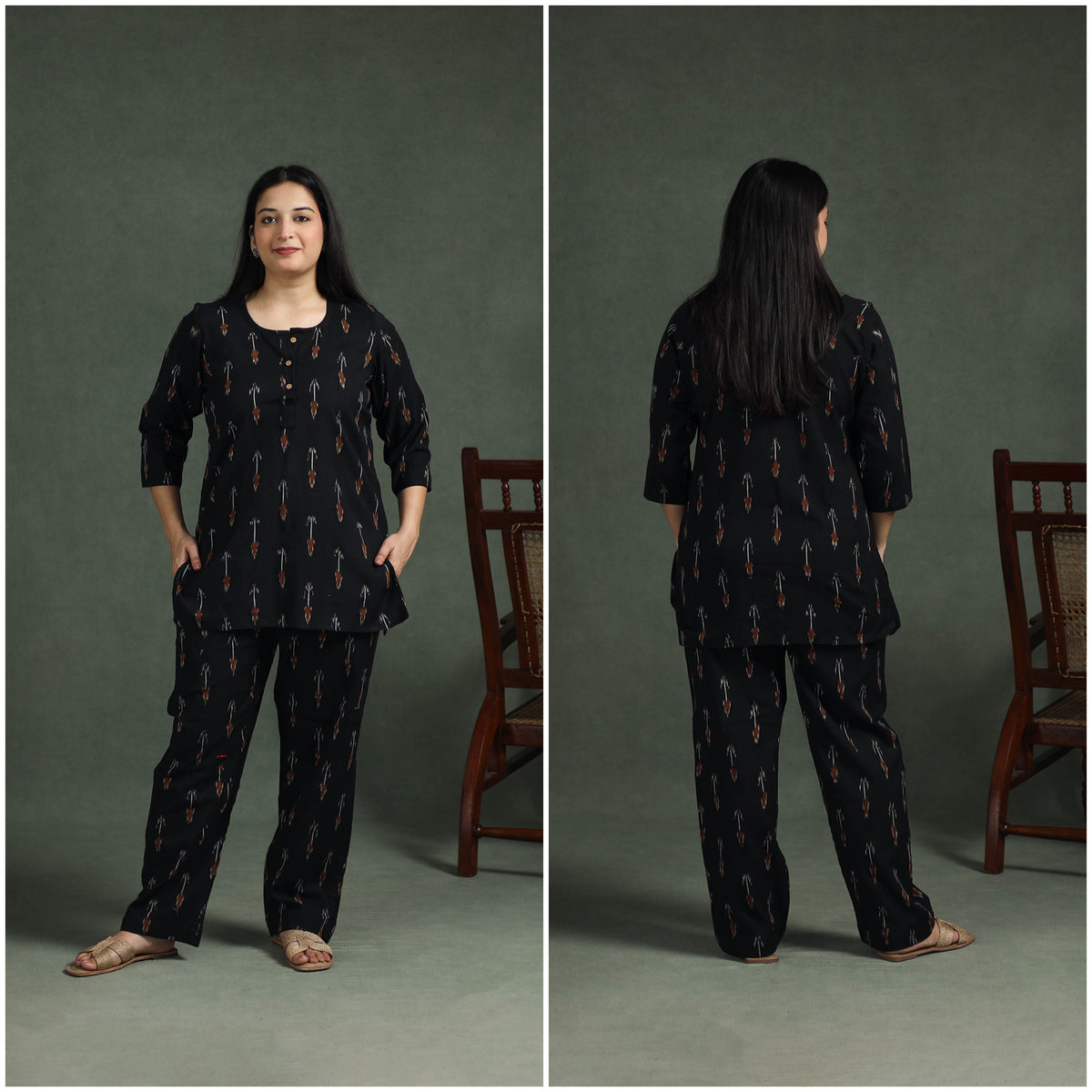 Pochampally Ikat Cotton Night Suit Set for Women 08