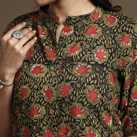  Bagru Hand Block Printed Cotton A-Line Kurta Online at iTokri.com