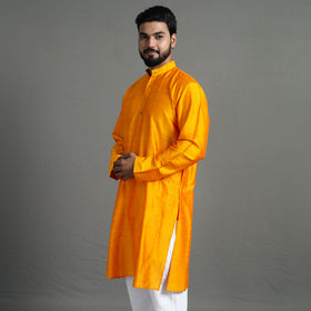  Plain Dyed Slub Silk Men Long Kurta 