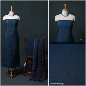 Handwoven Tangaliya Cotton 3pc Unstitched Dress Material Suit Set 04