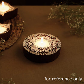  Hand Carved Sheesham Wood Block Tealight Candle Holder Online at iTokri.com 