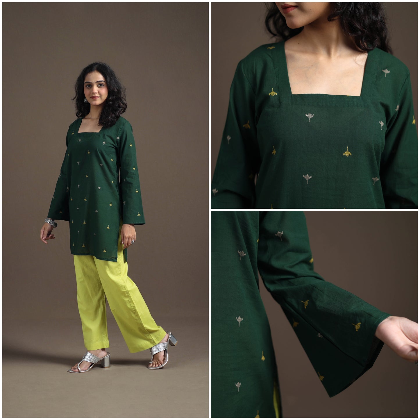 Jacquard Cotton Short Kurta for Women 08