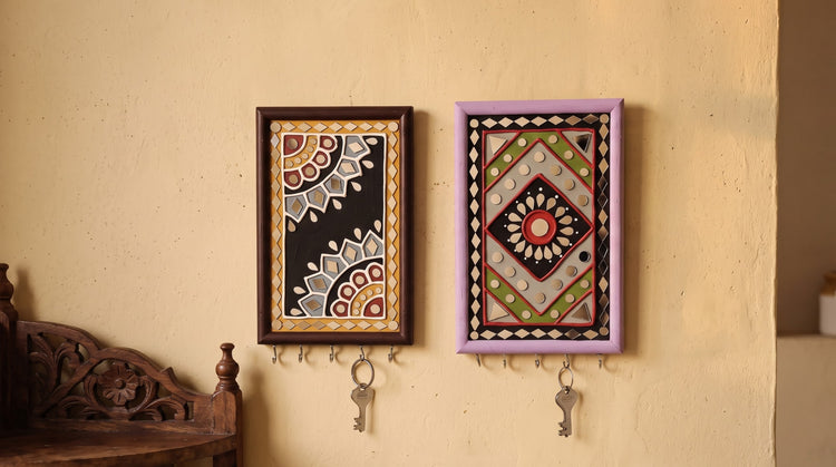Kutch Lippan Art Key Holders by Abubakar Kasam Mara