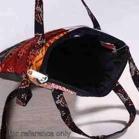 Beige Handmade Quilted Cotton Sling Bag 06