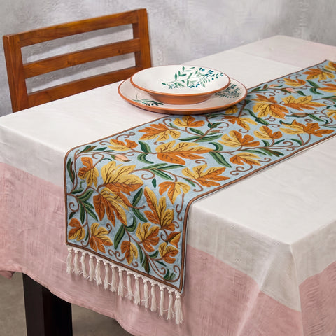 Original Kashmiri Chain Stitch Crewel Hand Embroidery Dining Table Runner (5 x 1 Feet) 35