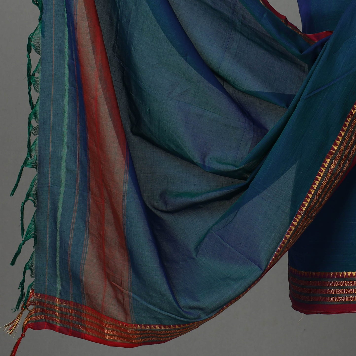 Blue - 3pc Traditional Cotton Dharwad Dress Material 04