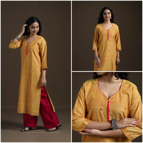 Mangalagiri Pure Handwoven Cotton Mirror Work Straight Kurta for women 29
