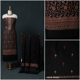 3pc Heavy Embroidered Wool Unstitched Dress Material Suit Set 44