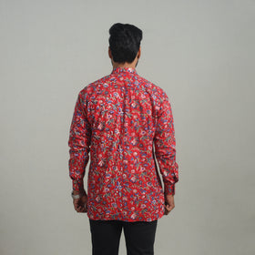 Red - Full Sleeve Cotton Men Sanganeri Print Shirt 05