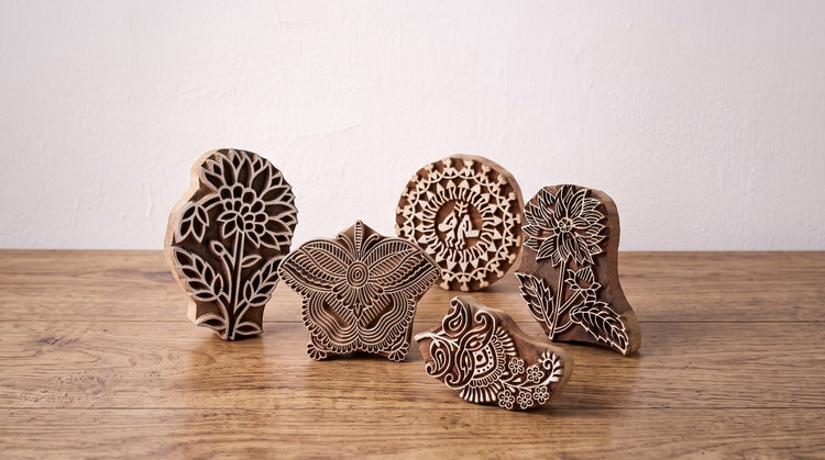 Hand Carved Sheesham Wood Blocks for Printing & Home Decor