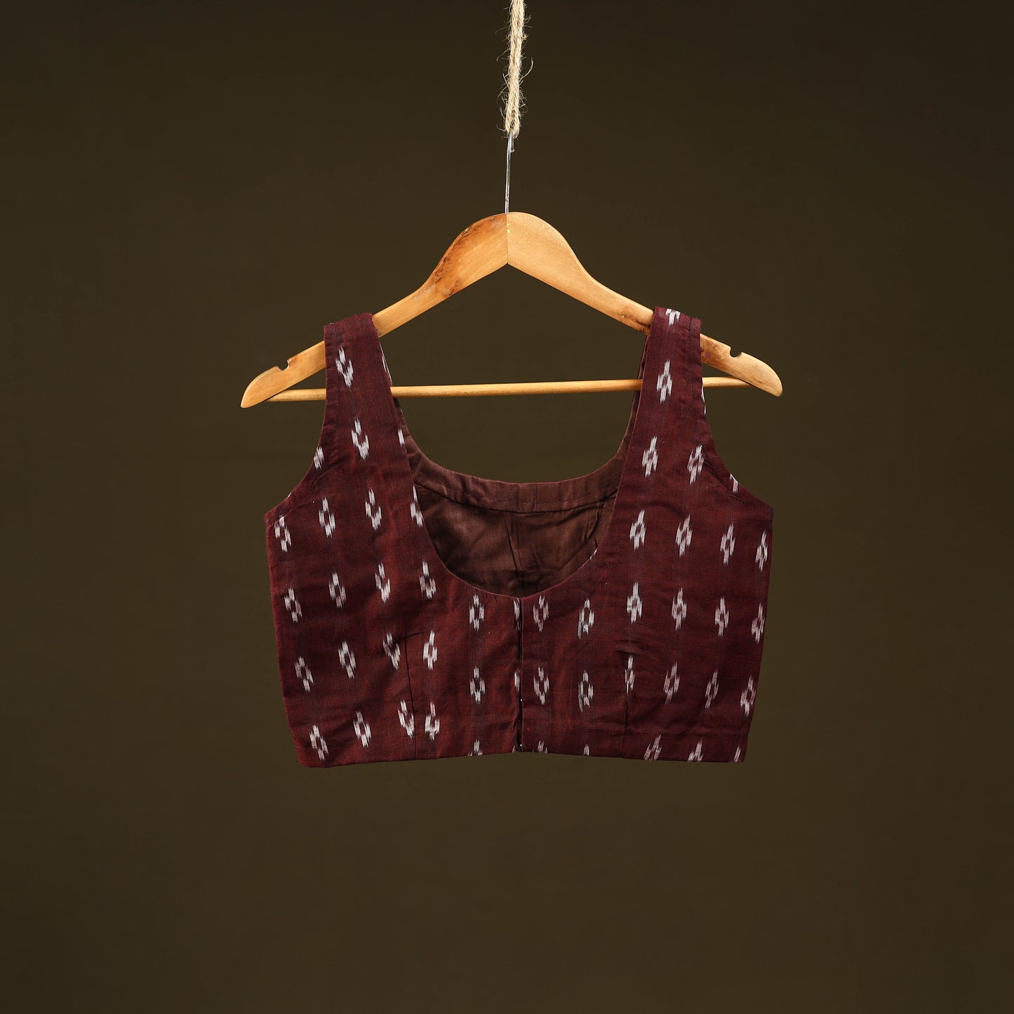 Maroon - handloom cotton stitched sambalpuri ikat blouse 08