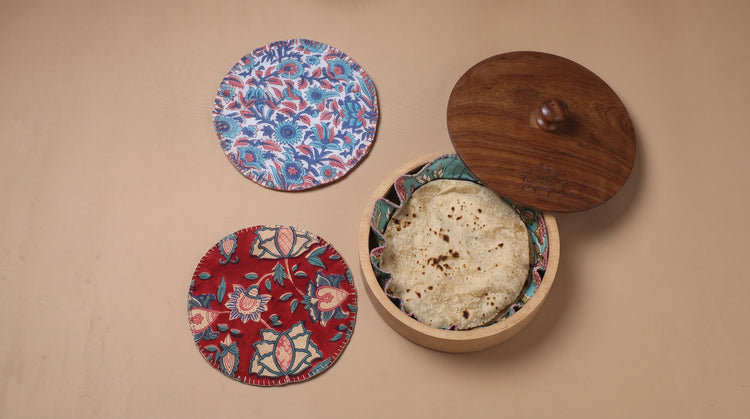 Floral Block Print Cotton Roti Napkins