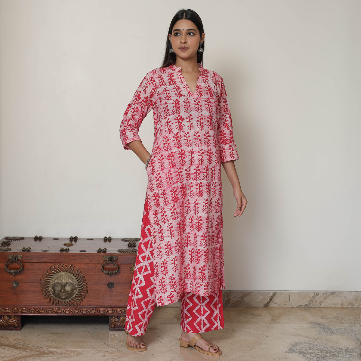 Batik Kurta with Palazzo & Dupatta Set