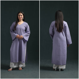 Plain Running Stitch Cotton Straight Long Kurta for women 10