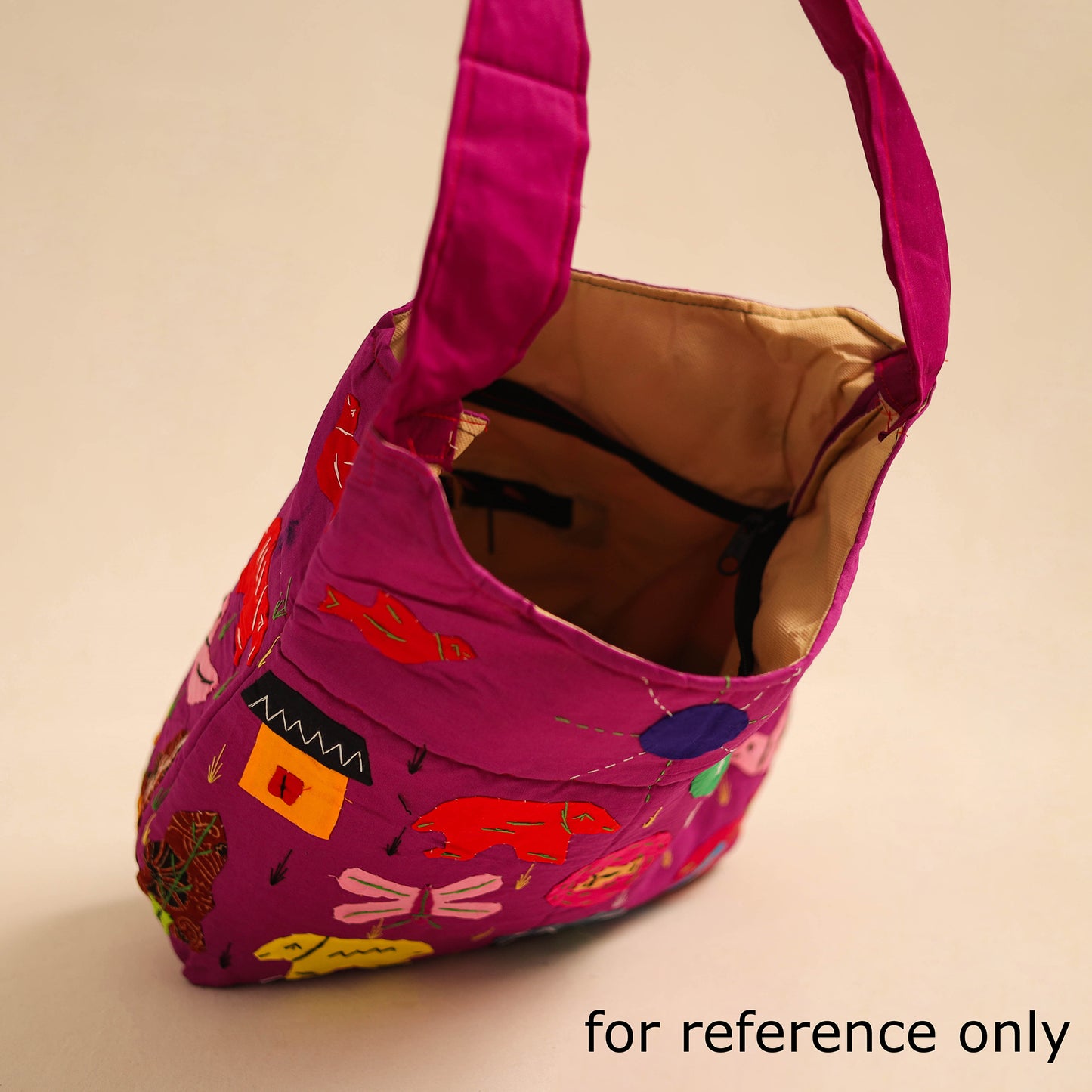 Purple  - Pipli Applique Work Shoulder Bag 14