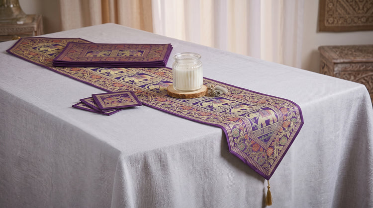 Banarasi Brocade Silk Table Linen Sets for Dining Decor