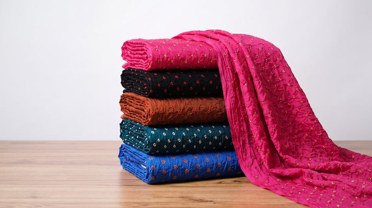 Traditional Bandhani Tie-Dye Modal Silk Fabrics from Kutch
