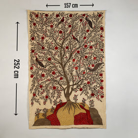 Srikalahasti Kalamkari Art Wall Hanging with Tree of life Motif by Ghanshyam Sarode (99 x 62 in) 21