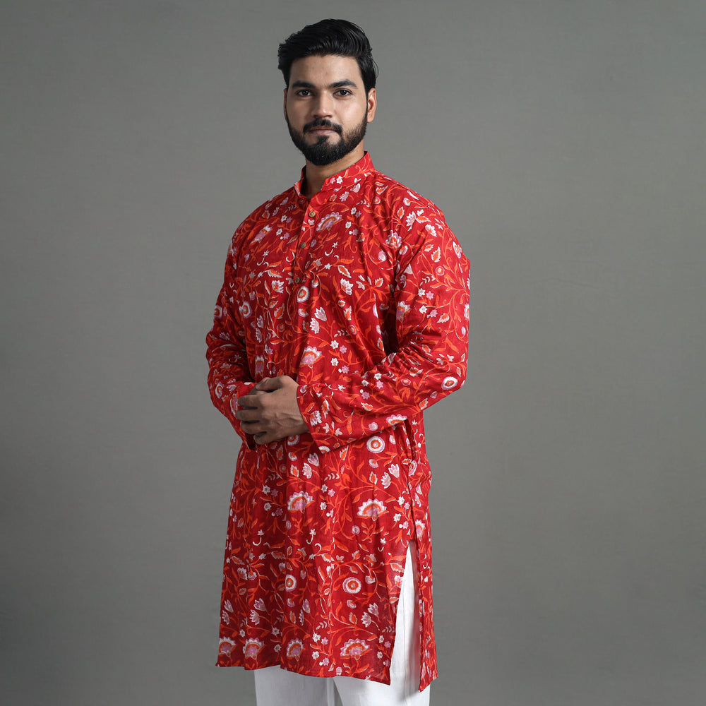 Block Print Cotton Sanganeri Kurta for Men (Long) 07