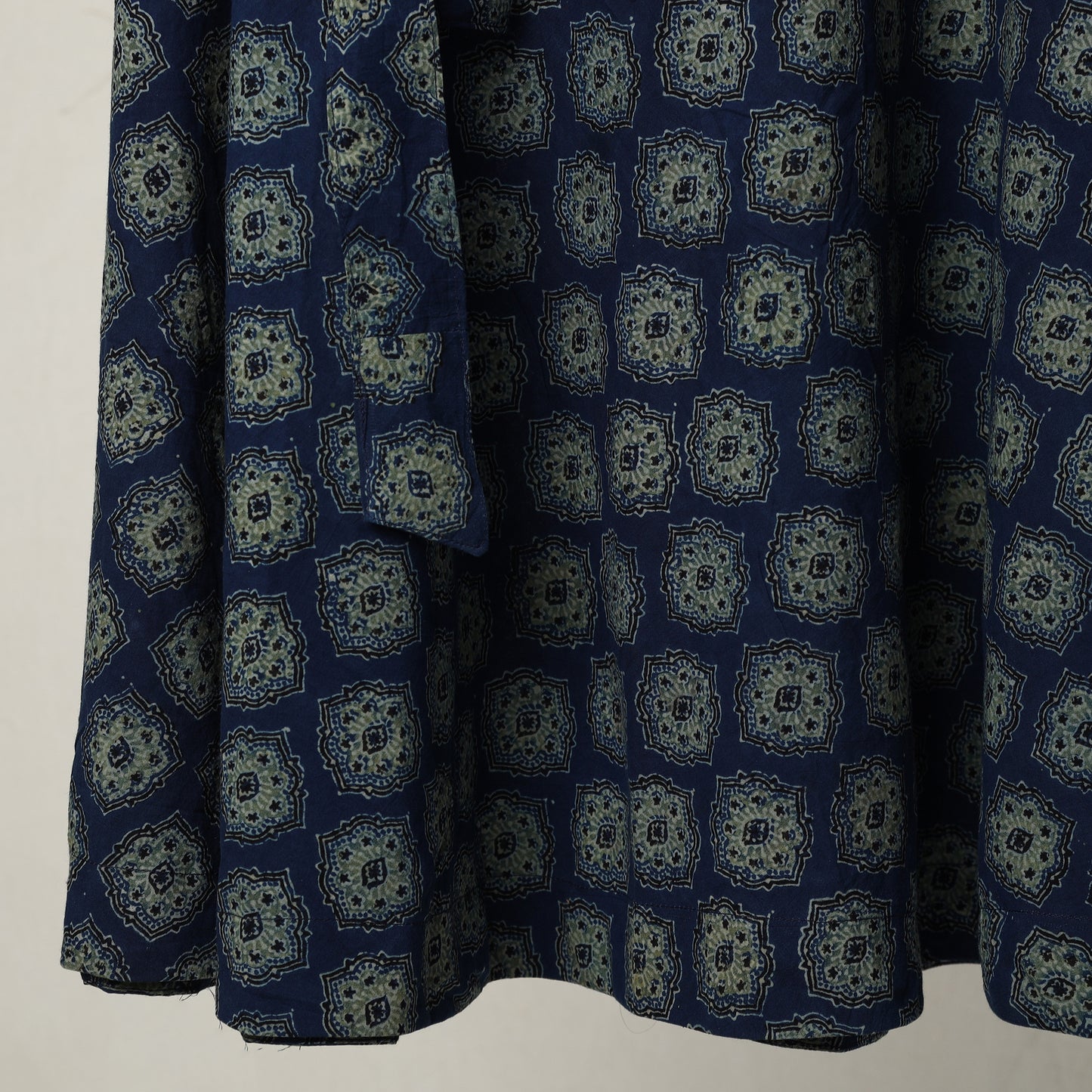 Blue - Ajrakh Block Printed Cotton Wrap Around Skirt 09