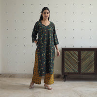 Green - Block Printed Cotton Ajrakh Kurta Set 02