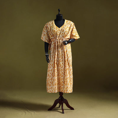 Hand batik cotton long kaftan 08 - handcrafted