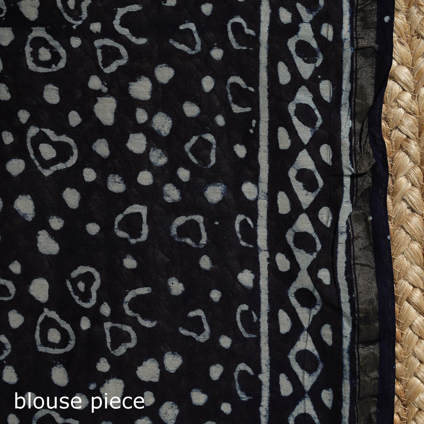 Chanderi silk hand indigo bagru saree with zari border 11