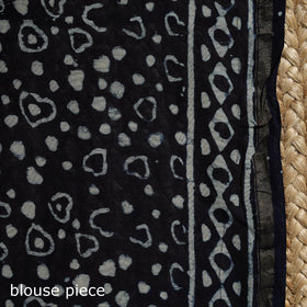 Chanderi silk hand indigo bagru saree with zari border 11