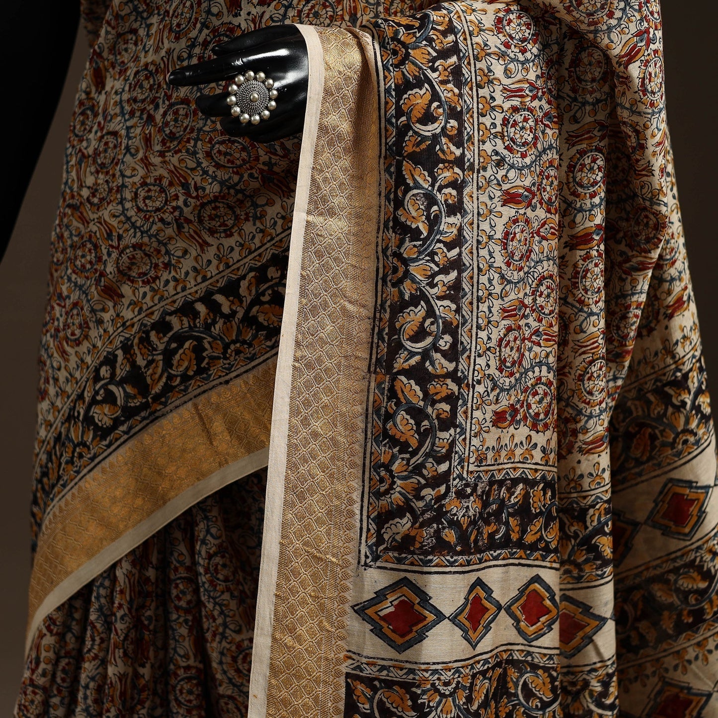 Multicolor - natural dyed pedana chanderi silk kalamkari