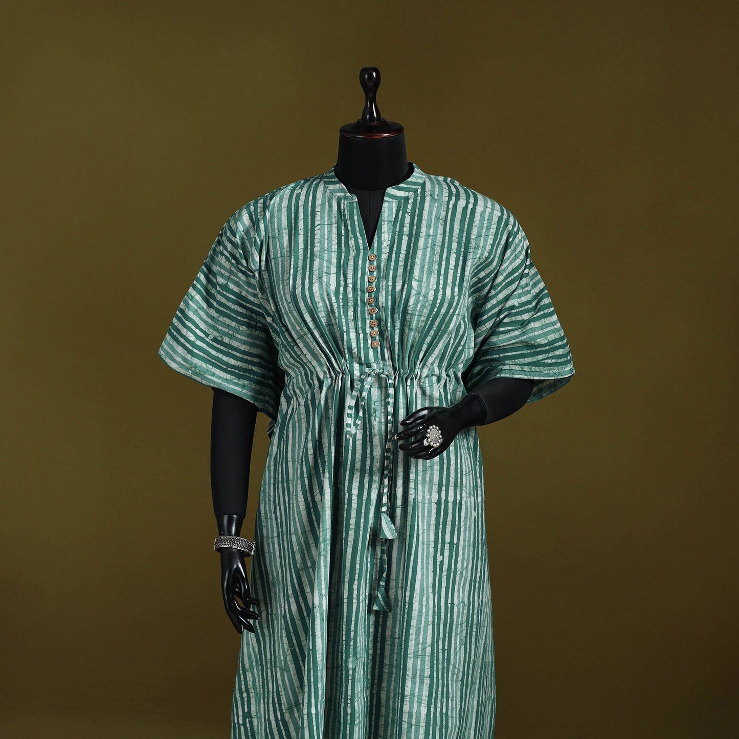 Hand batik cotton long kaftan 30 - handcrafted