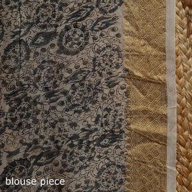 Black - natural dyed pedana chanderi silk kalamkari saree